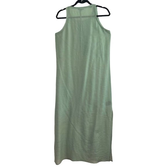 Emu Australia Green Maxi Dress Size Small Wool Silk Blend Semi-Sheer Side Slits - Picture 7 of 8
